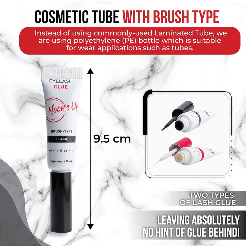 Black Eyelash Glue - Super Strong Hold, Waterproof Hypoallergenic Adhesive for Sensitive Eyes | 0.14 Fl. Oz.