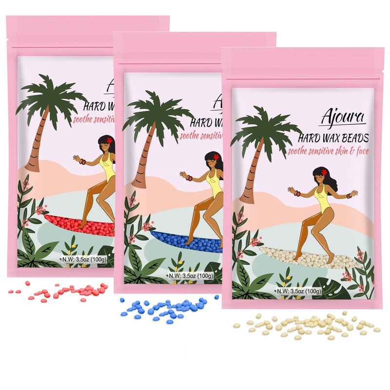 300g Wax Beads for Hair Removal, Ajoura Refill Wax Beans for Hair Removal kit, Hard Wax for Full Body Brazilian Bikini Face Eyebrow Armpit Leg Back and Chest, At Home Waxing Beads for Women Men