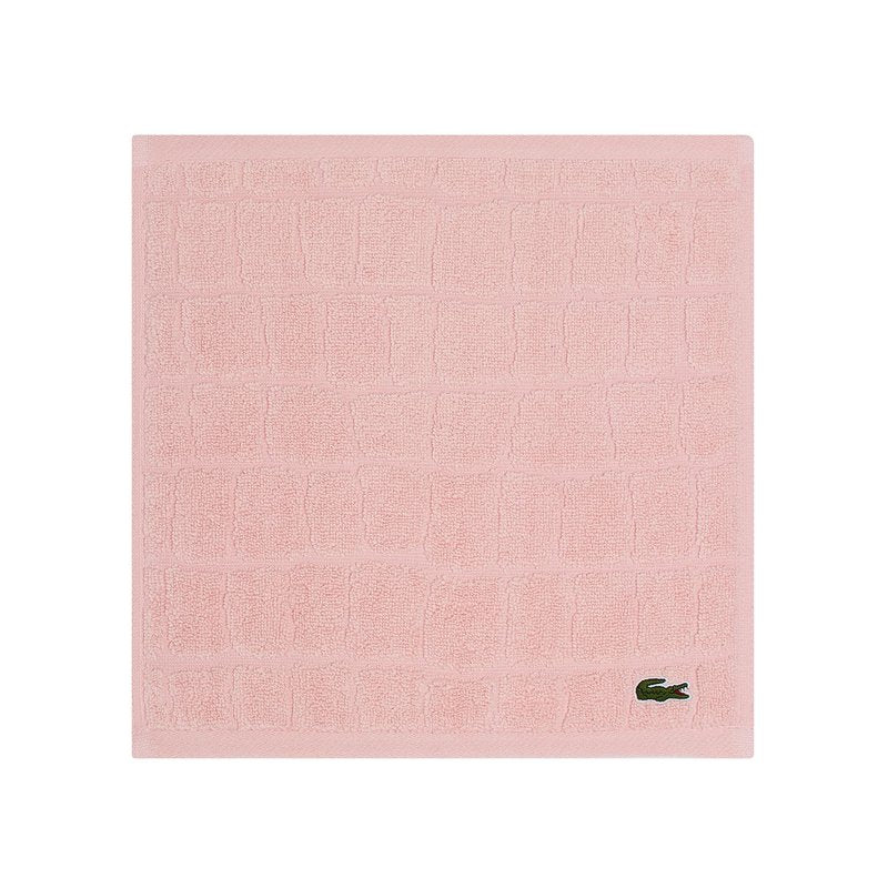 Lacoste Croc Scale 100% Cotton Bath Towel – Highly Absorbent, Ultra Soft & Quick Drying Luxury Jacquard Towel with Embroidered Crocodile, Premium Bathroom Essential, Light Pink, 13" x 13"