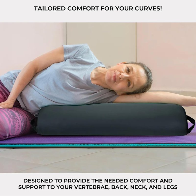Premium Jumbo Half-Round Bolster Pillow for Massage & Yoga - Oil & Stain-Resistant, 9"W x 4.5"H x 26"L, Black