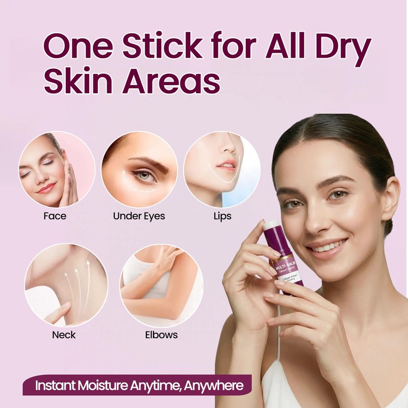 JYOVQXF Calcium Multi Balm Stick for Face & Eyes, Hydrating Moisturizing Stick with Collagen, Multi-Purpose Skin Balm for Dry Skin, Neck, Lips – Travel Size 9g