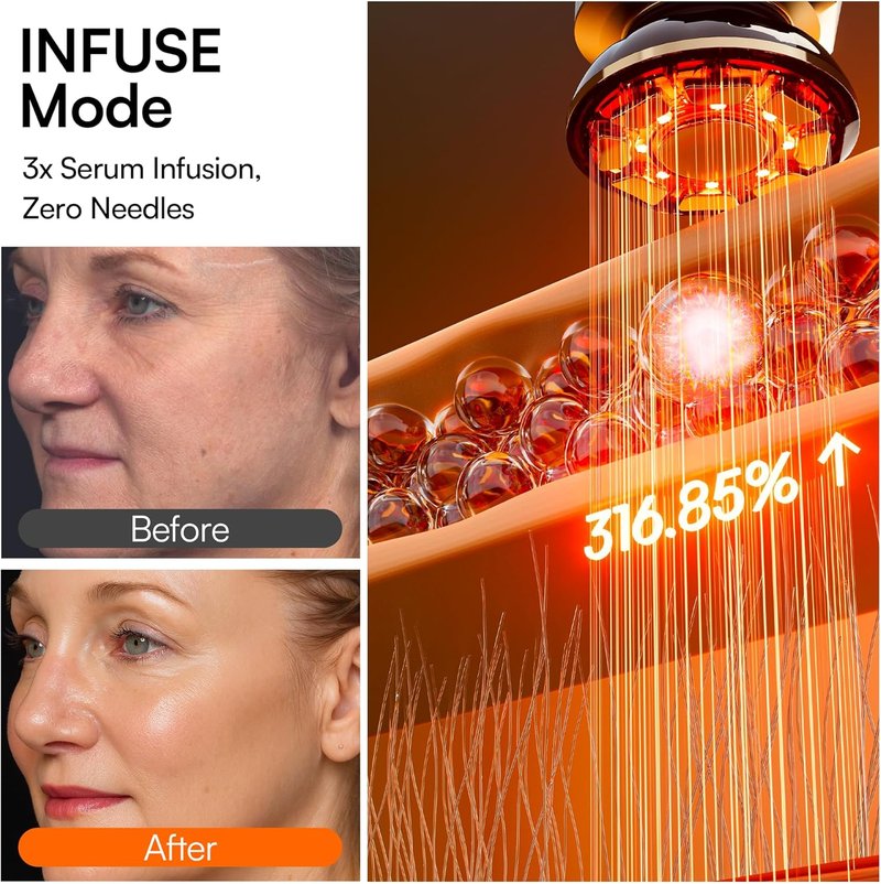 INIA 3-in-1 Red Light Therapy Device - Face & Neck Skin Firming Tool for Puffiness (Black)