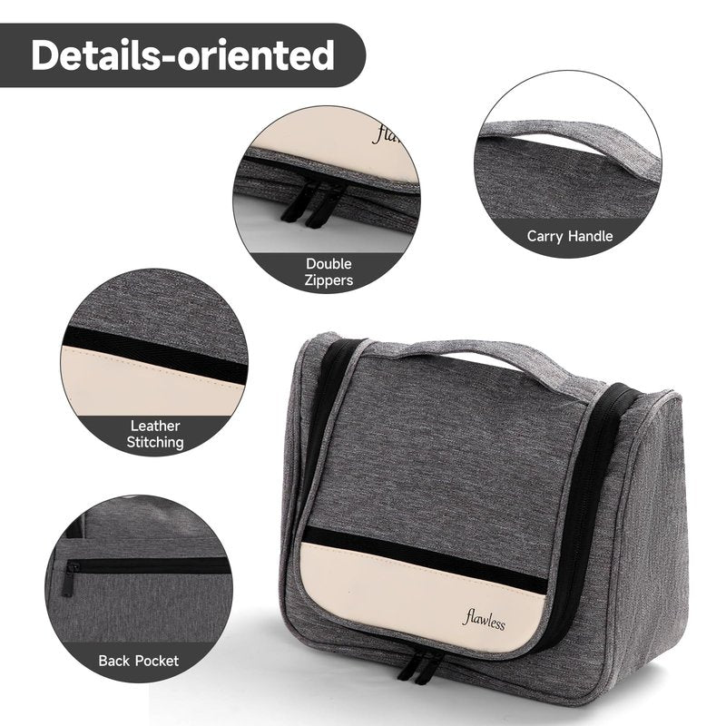 Posprica Hanging Toiletry Bag with Hook - Waterproof Travel Organizer with Multiple Compartments, Portable Cosmetic Makeup Bag for Women Men, Bathroom Gym Travel