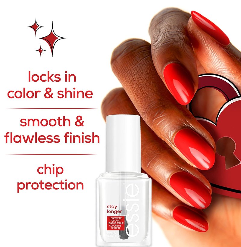 Essie Nail Care - Salon-Quality Longwear Top Coat | 8-Free Vegan Formula, 0.46 Fl Oz