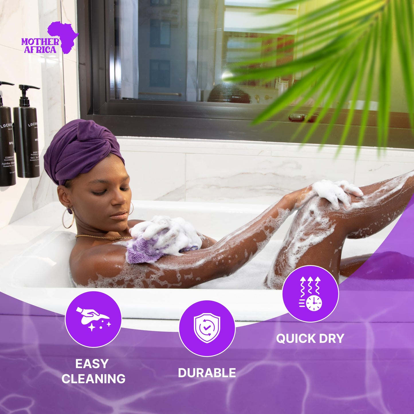 MOTHER AFRICA African Net Sponge With Handles Black Owned 3 Pack African Exfoliating Bath Sponge for Shower Washcloth Loofah Knots Gentle Deep Cleansing Back Authentic Scrubber Face & Body Men & Women