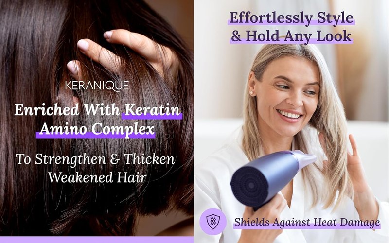Keranique Volume & Protect Styling Kit - Volumizing Hair Mousse & Heat Protectant Spray for Fine Hair | 2 oz & 3.4 oz