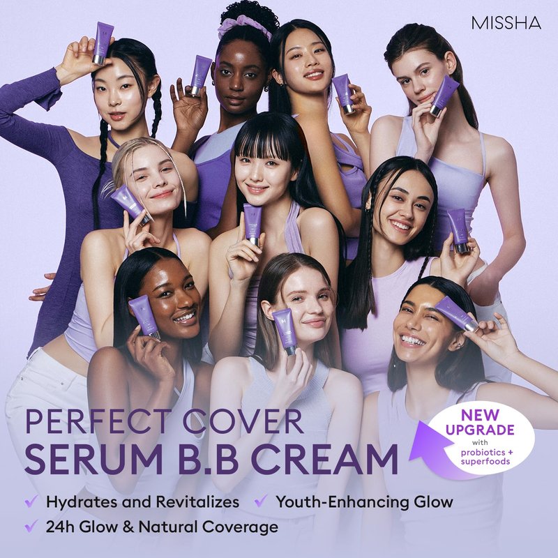 MISSHA M PERFECT COVER SERUM BB CREAM No.25 Warm Beige - Medium with Warm Undertone, Skin Tint, Tinted Moisturizer, Skin Care Foundation Makeup, Korean Makeup,1.18 Fl oz