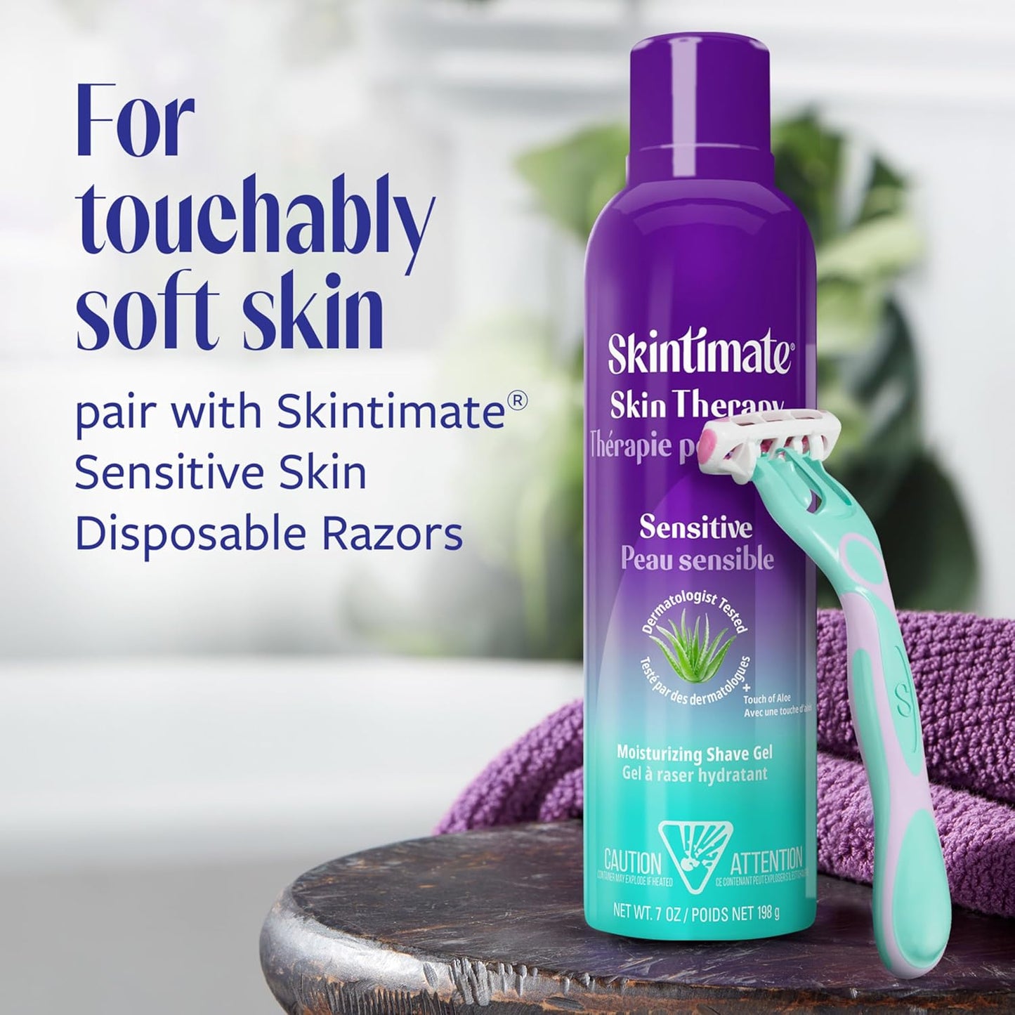 Skintimate Moisturizing Shave Gel for Sensitive Skin - 7 oz | With Vitamin E, Aloe & Olive Butter | 3 Pack