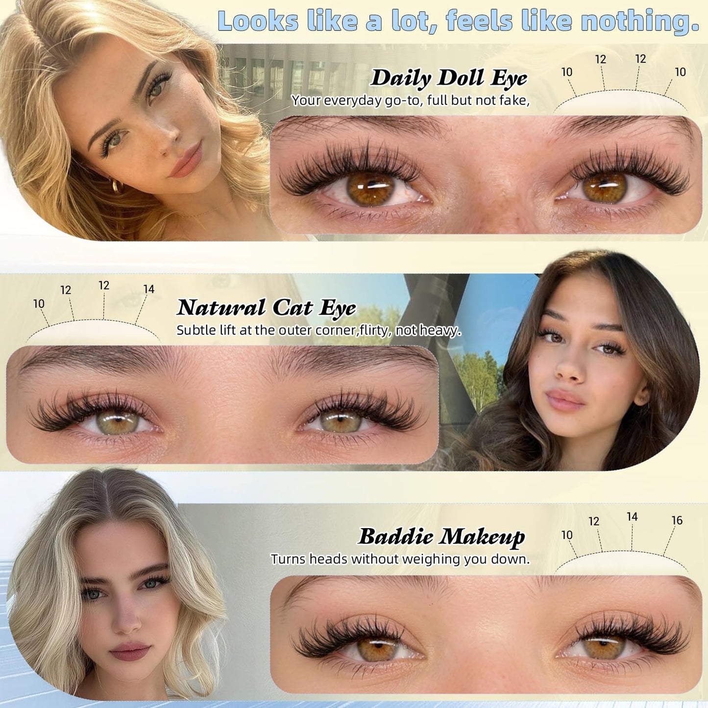 Spider Lash Clusters - 3D Wispy Volume Eyelash Extensions | Thin Band Individual Lashes 10-16mm