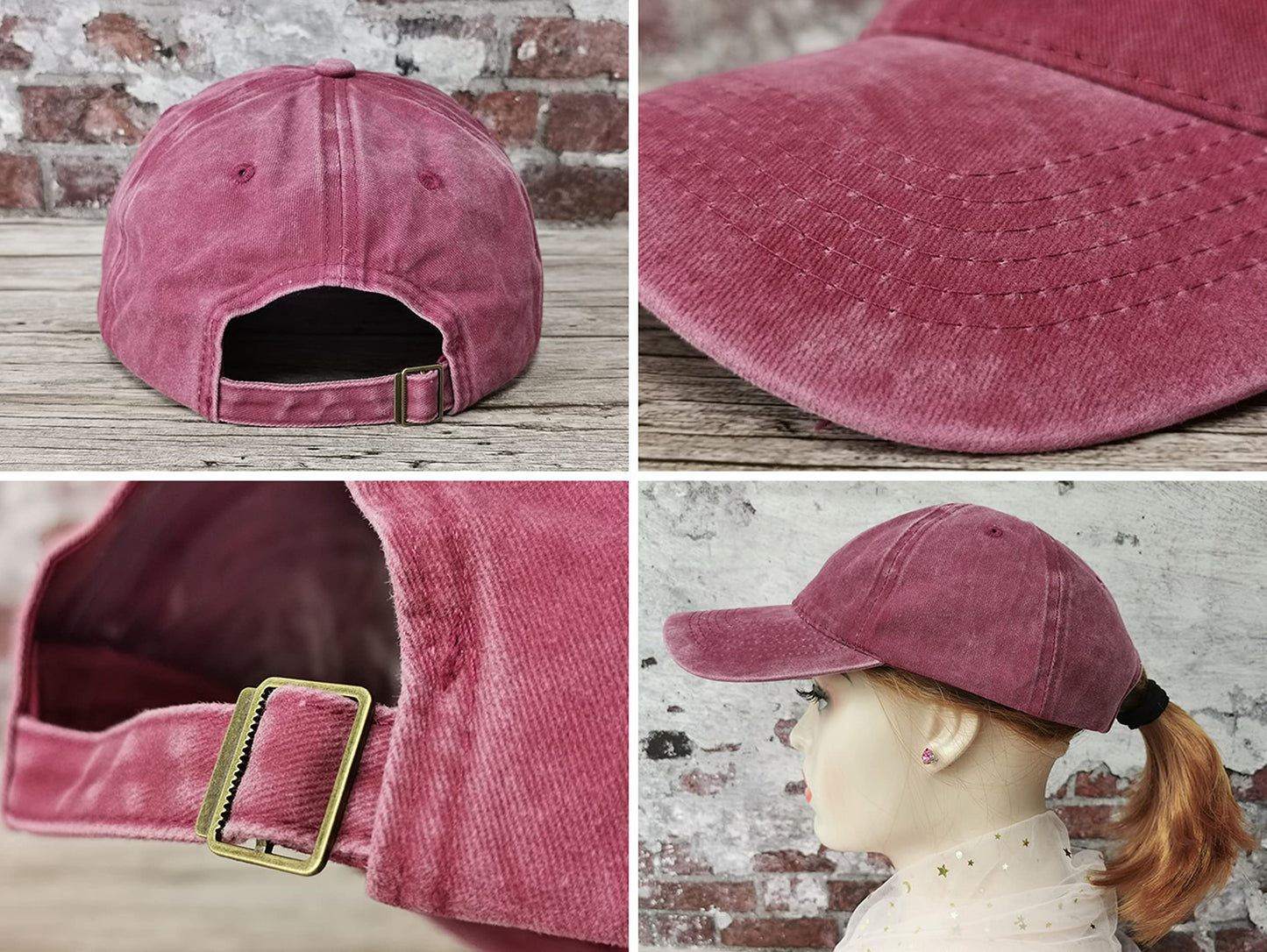 Hepandy Embroidered Rooster Hat, Washed Burgundy Trucker Hat, Adjustable Baseball Cap Cotton Embroidery Dad Hat, Gifts for Men and Women