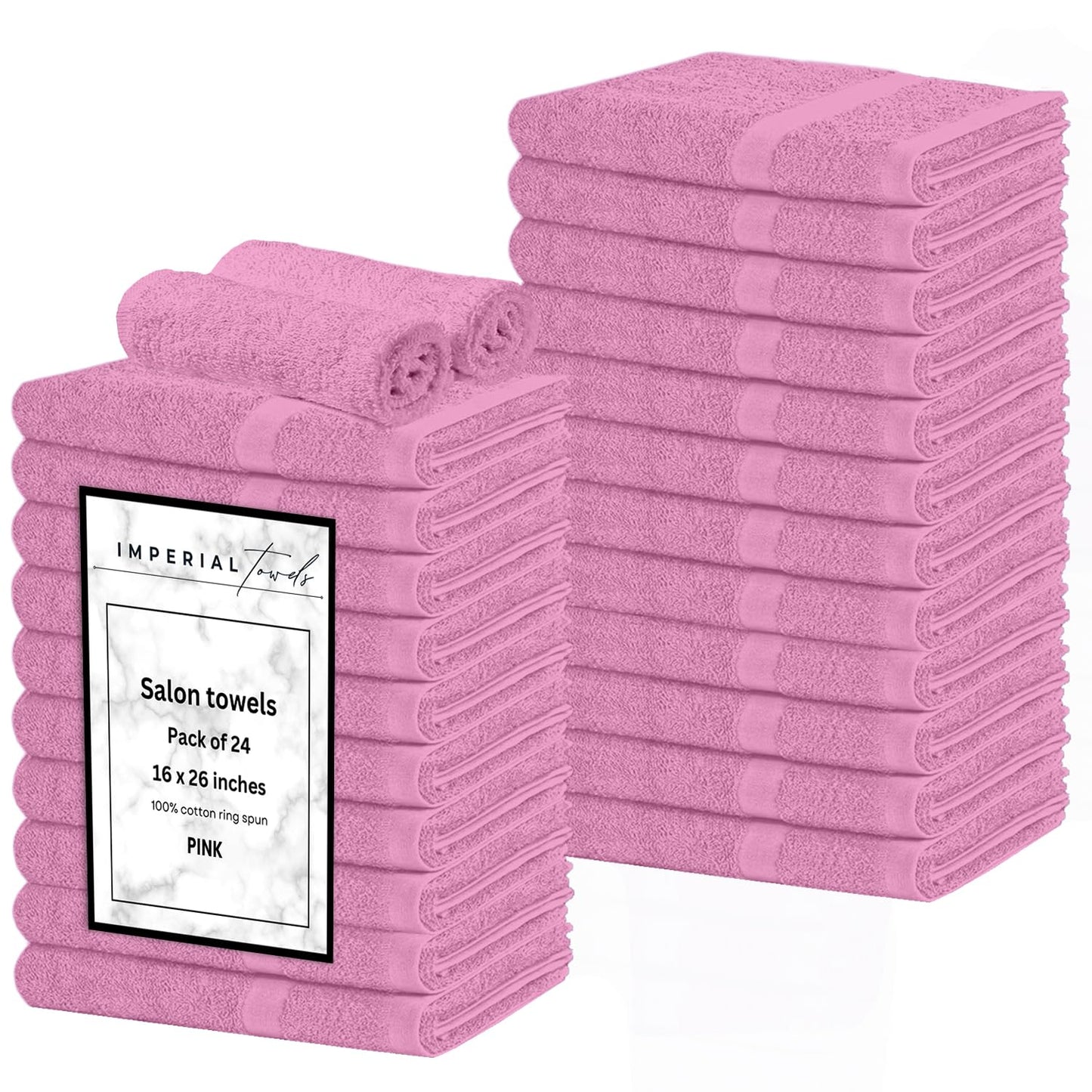 Hand Towels (Pack of 24) Pink Economy Towels Salon Towels - 100% Cotton Spa Towel– 16 x 27 Inches Highly Absorbable, Facial, Gym, Hair Face Towels Bulk