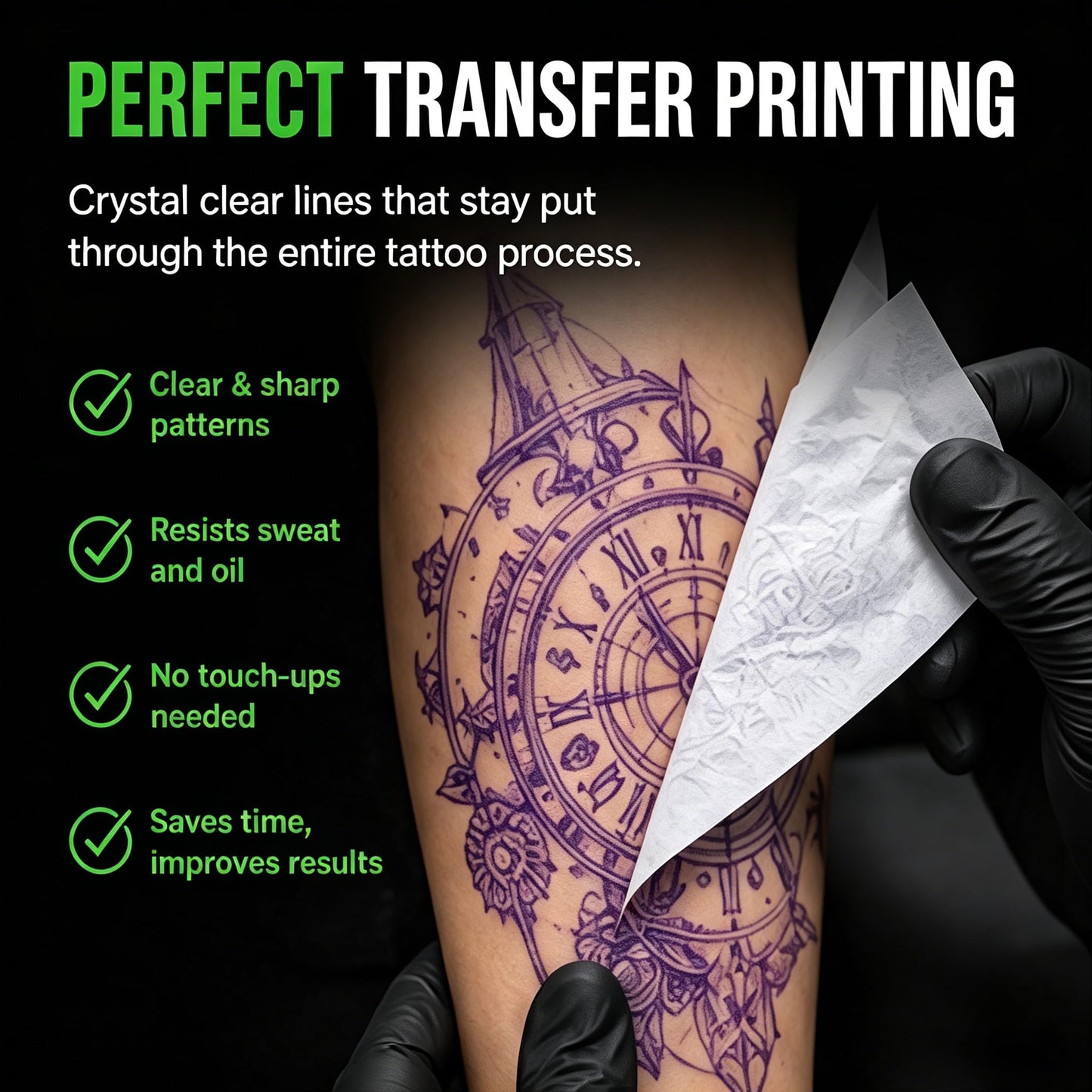 Jconly Tattoo Transfer Paper, 50 Sheets Stencil Transfer Paper for Tattooing, A4 Size Thermal Stencil Paper for Tattoo Beginners Artists Tattoo Supplies