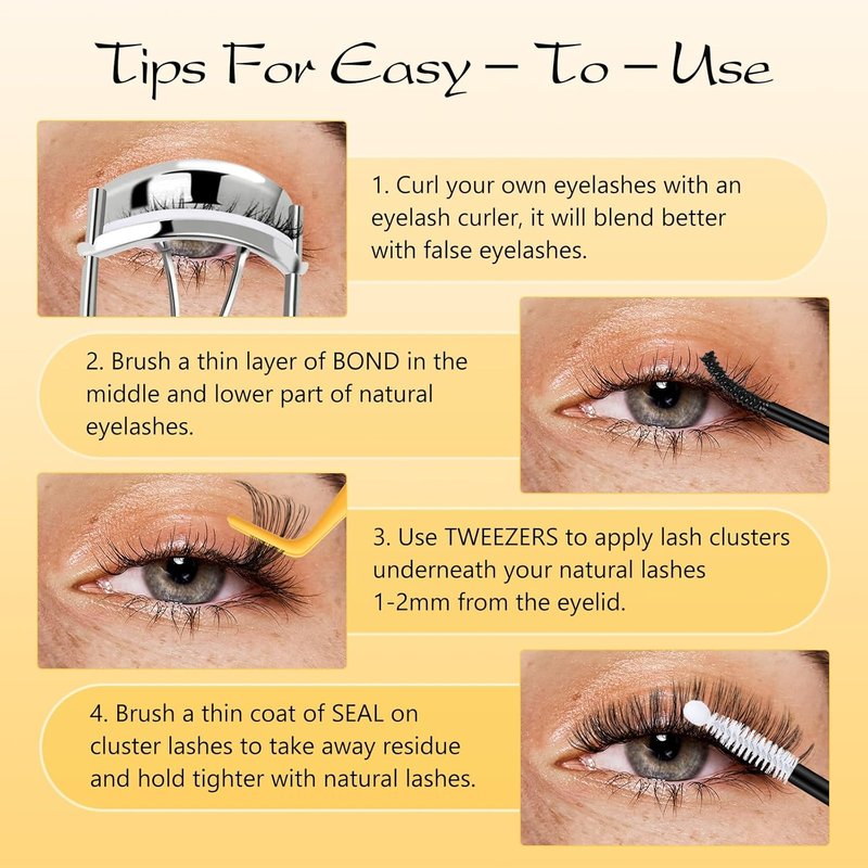 QUEWEL Lash Clusters Kit - 320 Pcs 30D & 40D Eyelash Extensions | Wispy 9-16mm with Bond & Seal Glue