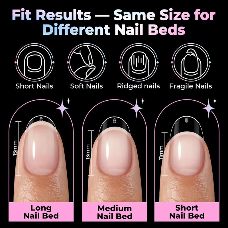 Oval Gel Nail Tips - 300PCS Pre-Etched Clear Acrylic | Short Almond Press-On Nails for Easy DIY Salon Use