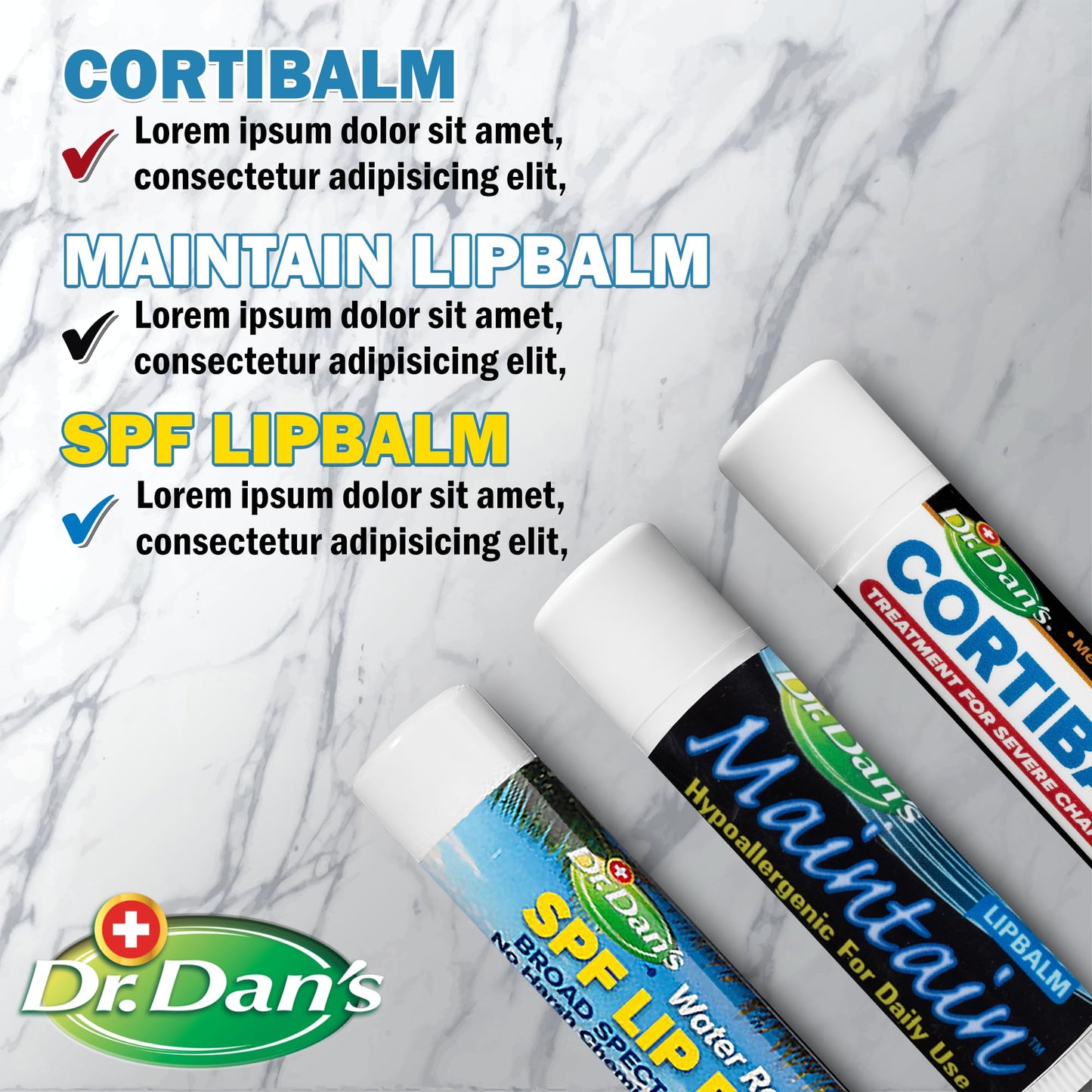 Dr. Dan's Complete Lip Care Kit - SunScreen SPF 30, CortiBalm for Chapped Lips, and Maintain Balm Moisturizer - Soothing Trio for Ultimate Health