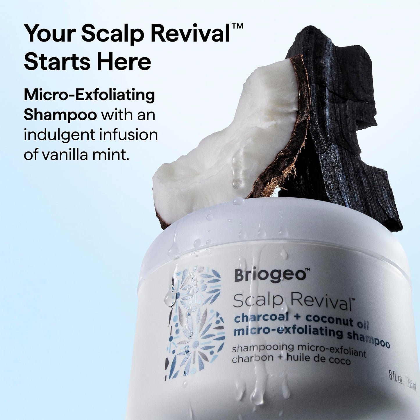 Briogeo Scalp Revival Charcoal + Coconut Oil Micro-Exfoliating Shampoo | Sulfate-Free Scalp Scrub for Dry, Itchy, or Oily Scalp | Detoxifying & Hydrating | Vegan & Cruelty Free | 8 oz