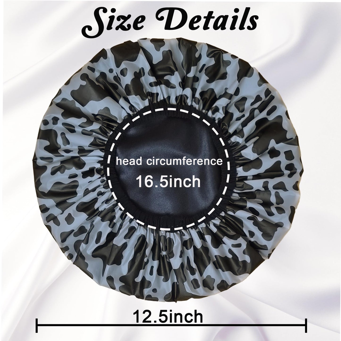 Shower Cap for Women, Shower Caps for Women Reusable Waterproof, Satin Lined Shower Cap, Hair Cap for Shower, Large Plastic Double Layers Bath Caps for Curly Hair Braids
