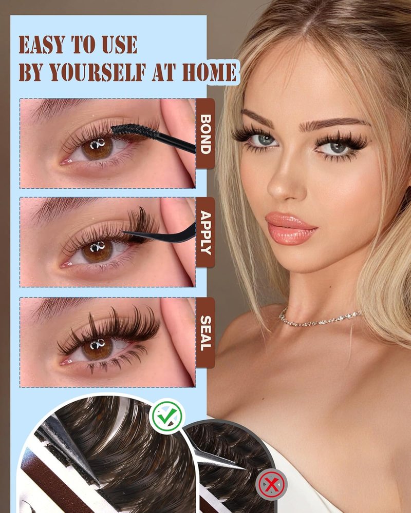 Brown Lash Clusters - Wispy Spiked Bottom Eyelash Extensions | 12-18MM, 264 Pcs