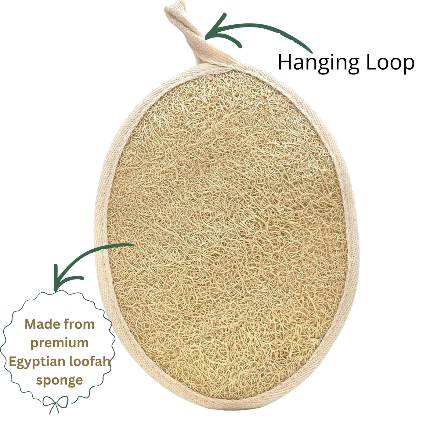 Natural Loofah Sponge – Premium Egyptian Shower Exfoliating Loofah, Lufas for Men and Women, 2‑Count