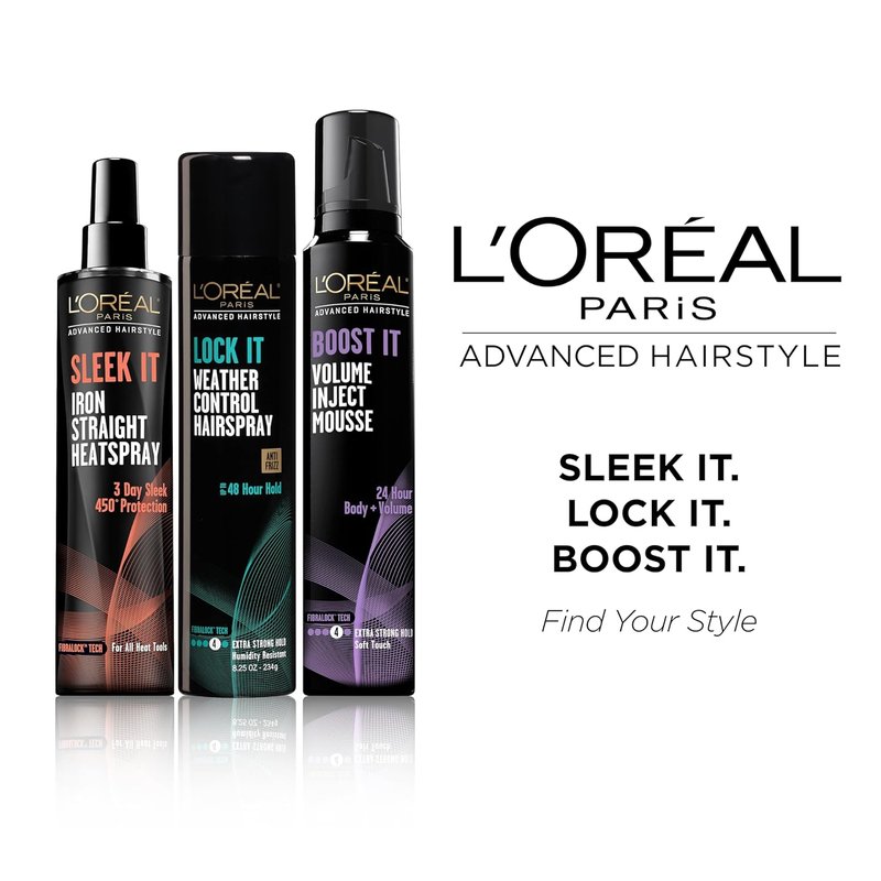 L'Oreal Paris Hairspray - LOCK IT Weather Control for 48-Hour Strong Hold | Humidity Resistant, Lightweight, 8.25 oz