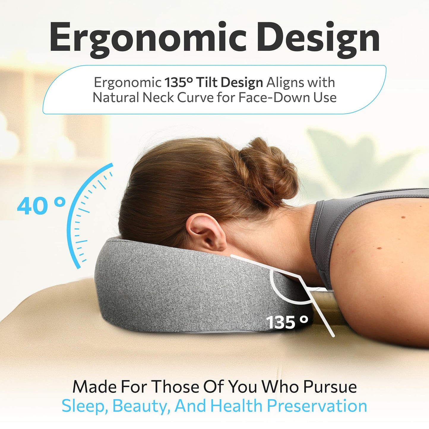 TEKINGUR Face Down Pillow with Ice Face Mask for Massage Table, Massage Headrest for Bed, Face Pillows for Stomach Sleeping, BBL Pillow After Surgery Post Eye Surgery & Vitrectomy Recovery