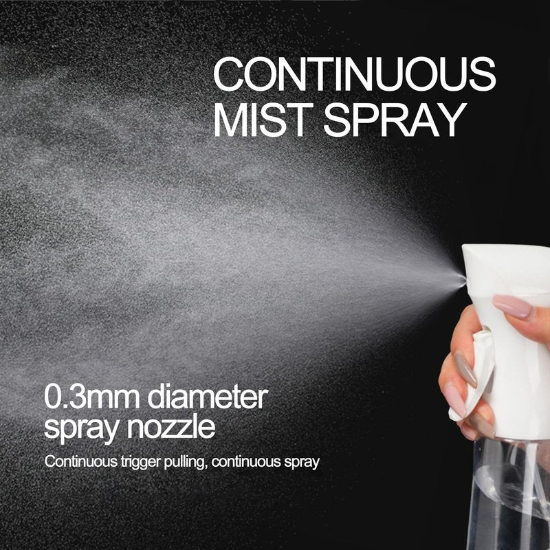 Miralosvian Spray Bottle for Hair - Fine Mist Water Mister Continuous Spray Bottle for Hairstyling, Cleaning & Plants Salon, Home, Pets & More – White 200ml
