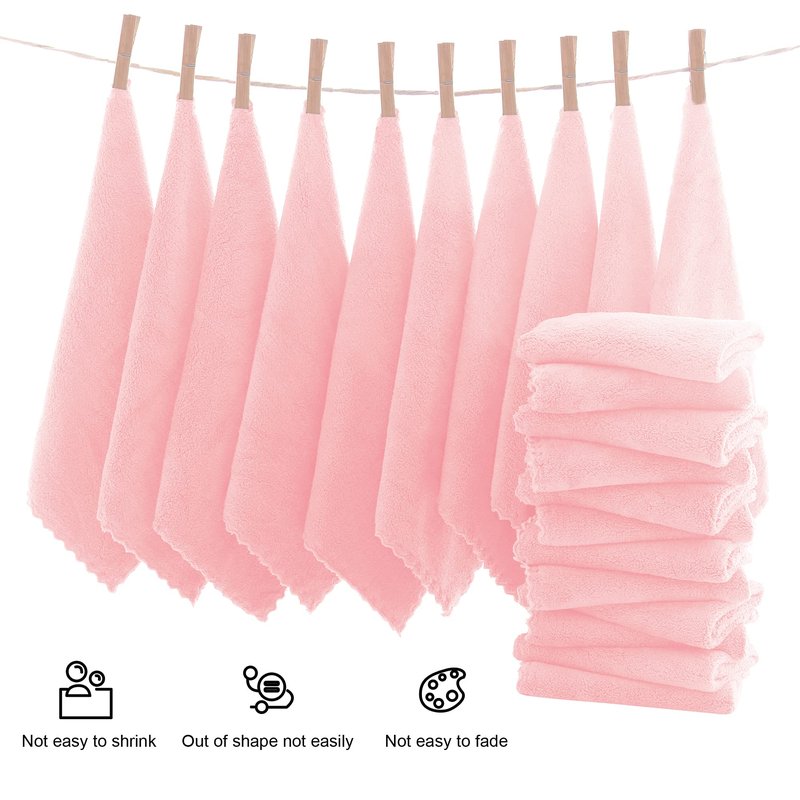MOONQUEEN Ultra Soft Premium Washcloths Set - 12 x 12 inches - 24 Pack - Quick Drying - Highly Absorbent Coral Velvet Bathroom Wash Clothes - Use as Bath, Spa, Facial, Fingertip Towel (Pink)