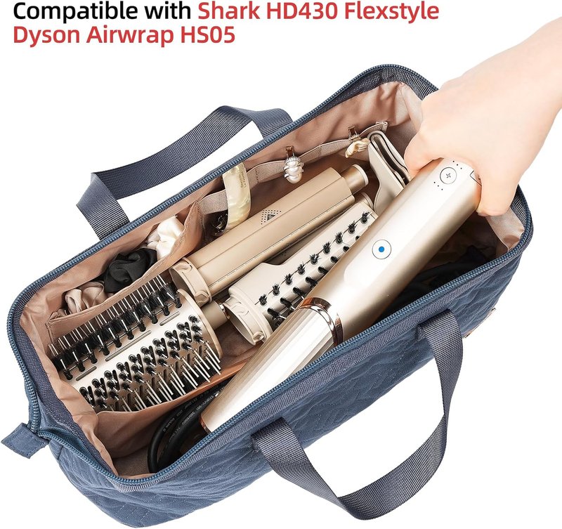 NISHEL Hair Tools Travel Bag - Portable Organizer for Hair Dryer & Curling Iron | Aegean Blue