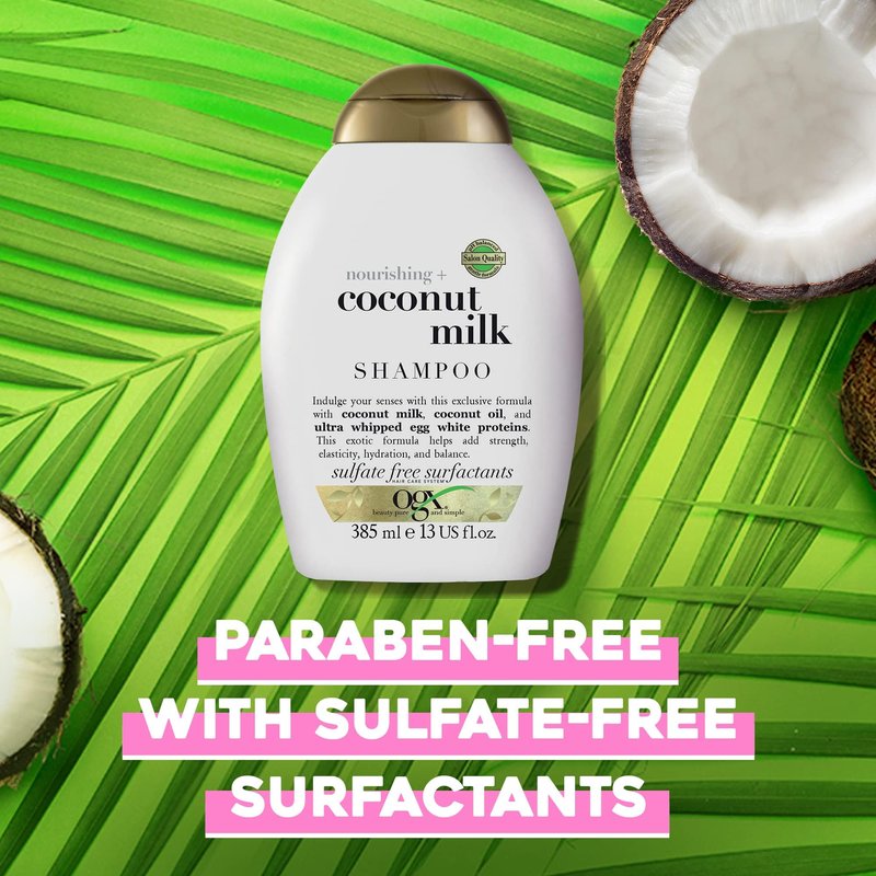 OGX Nourishing Coconut Milk Shampoo | For Strong Hair | With Coconut Oil | Egg White Protein | Sulfate-Free