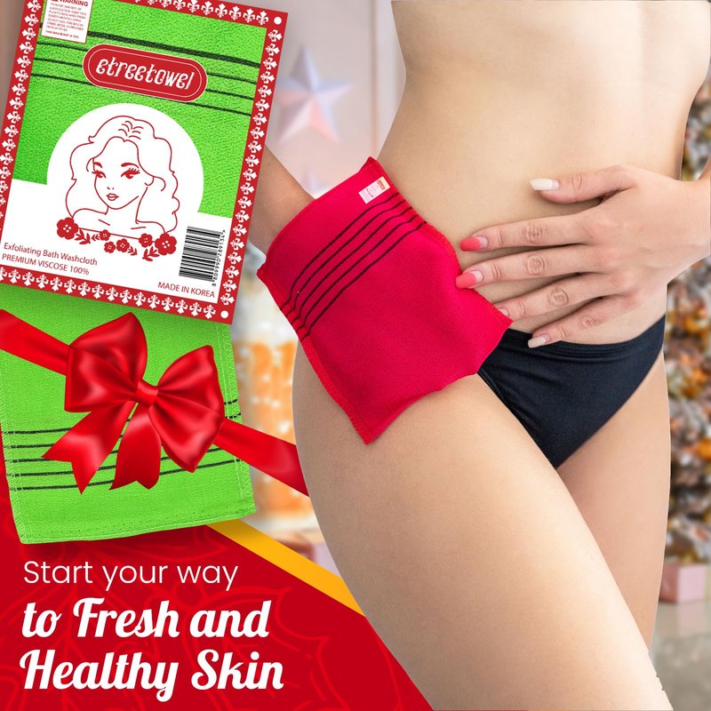 etreetowel Anti-Shrink Korean Asian Exfoliating Bath Washcloths Mitt Scrub for Body washcloth Glove Premium Viscose Rayon Onsen Towel Korea Made (6PACK)