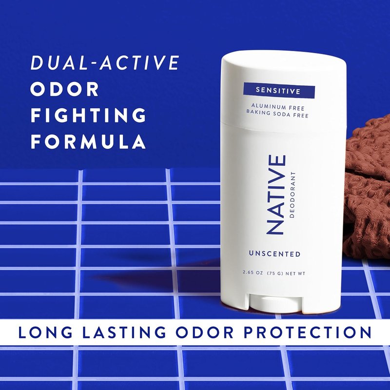 Native Aluminum-Free Deodorant - Natural Ingredients for 72HR Odor Control | Unscented, Baking Soda & Coconut Oil