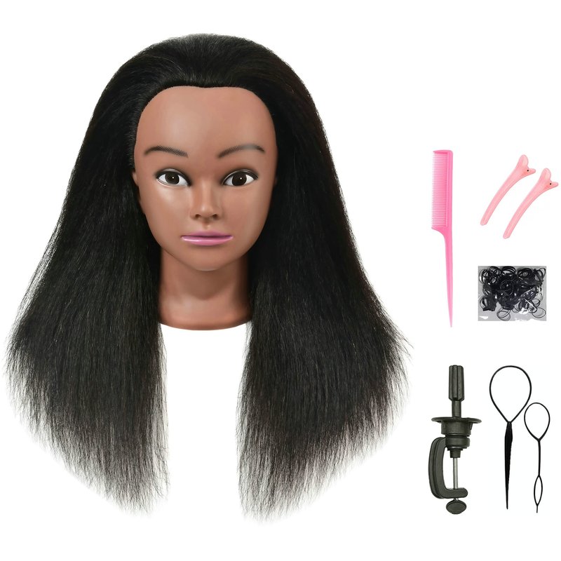 RYHAIR 100% Human Hair Mannequin Head with Stand for Hairdresser Practice Braiding Styling Manikin Cosmetology Makeup Manican Doll Training Display