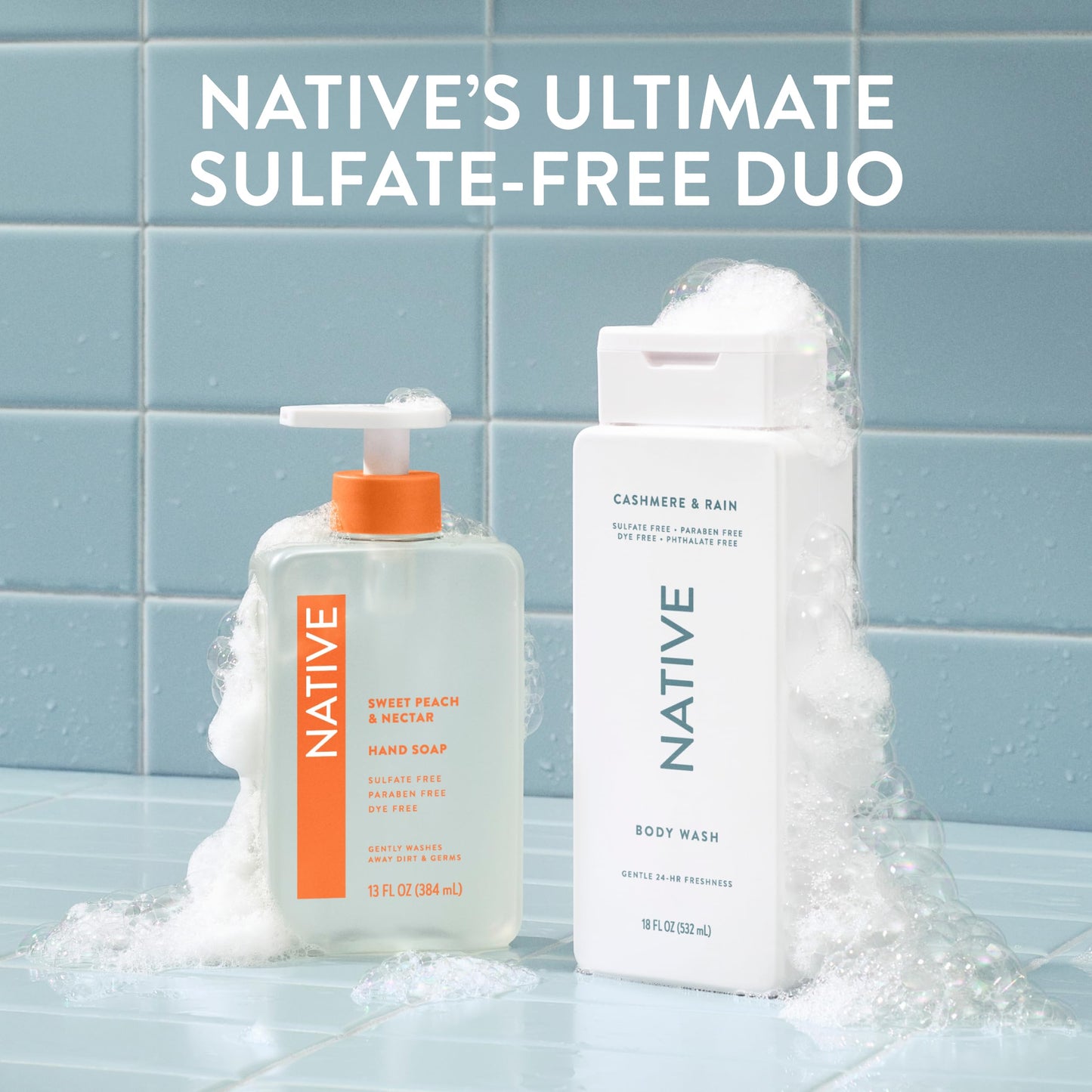 Native Cashmere & Rain Scent 24-Hr Refreshing Clean Body Wash for Men & Women, for All Skin Types Incl. Sensitive, Leaves Skin Feeling Clean & Soft, Free of Phthalates, Sulfates & Parabens, 18 oz