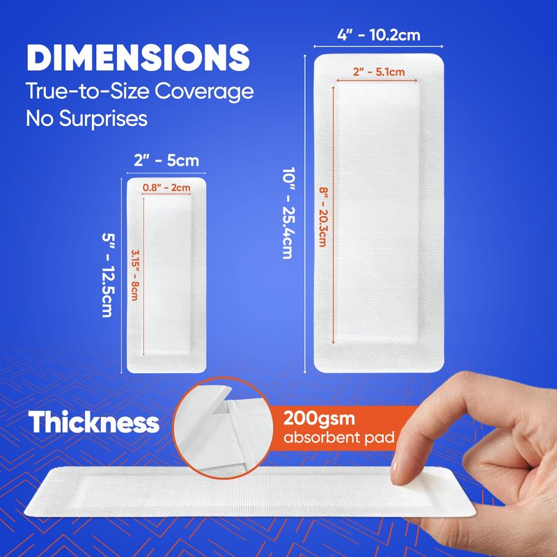 30CT Island Dressing, 2 Sizes 2"x5" & 4"x10" | Bordered Gauze With Adhesive Border | Hypoallergenic Adhesive Gauze Pads | Sterile Wound Dressings | Large Wound Bandages for Surgical Wounds & Catheters