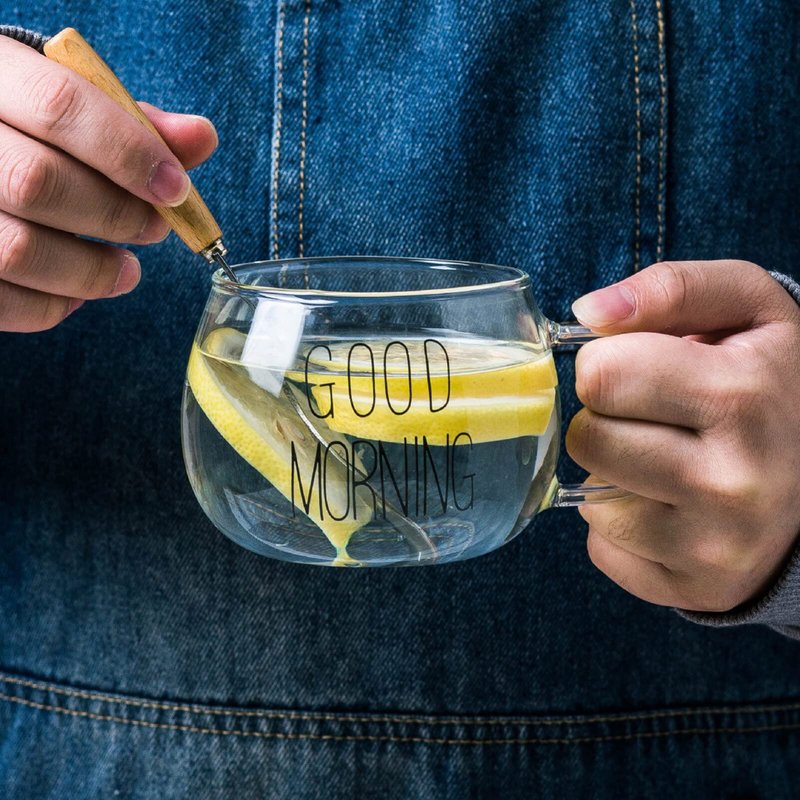 Healvian Glass Soup Bowl Clear Coffee Mug Glass Cereal Mug Breakfast Milk Cup for Porridge Juice Yogurt Tea Beverage Oats Oatmeal 400ml Mixing