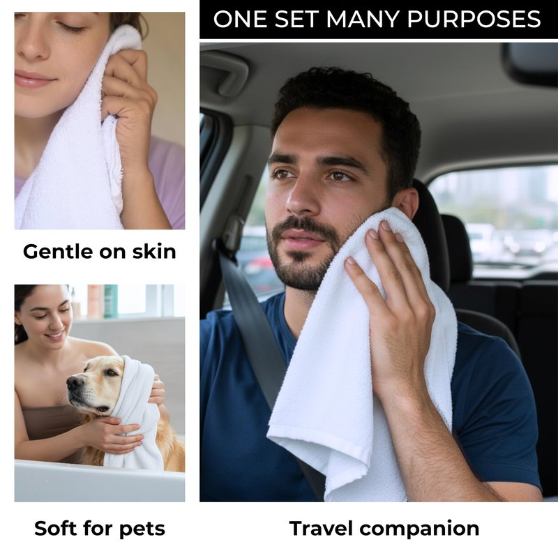 LIVINATI White 100% Cotton Wash Cloths for Showering Body and Face - 12"X12" 6 Pack Washcloths - Small Terry Towel Bath Rags for Adults and Kids Bathroom - Soft Absorbent