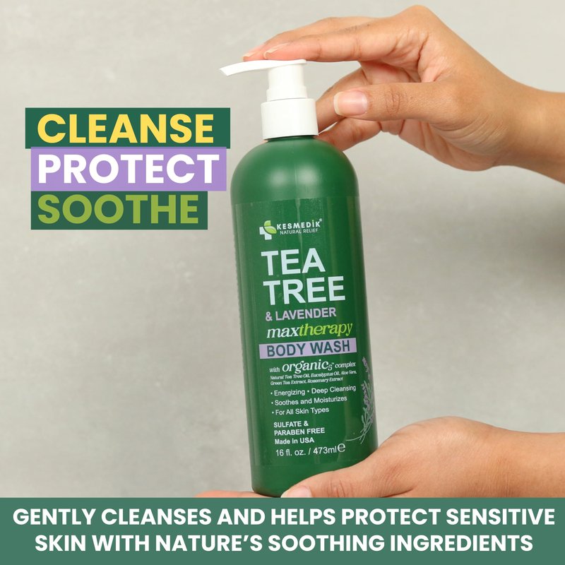 KESMEDIK Tea Tree Lavender Body Wash MaxTherapy, Itchy Skin Relief, Antifungal Defense, Fights Body Odor, Soothes Jock Itch & Athlete's Foot, Intimate Wash, Men & Women, 2-Pack, Limited Edition