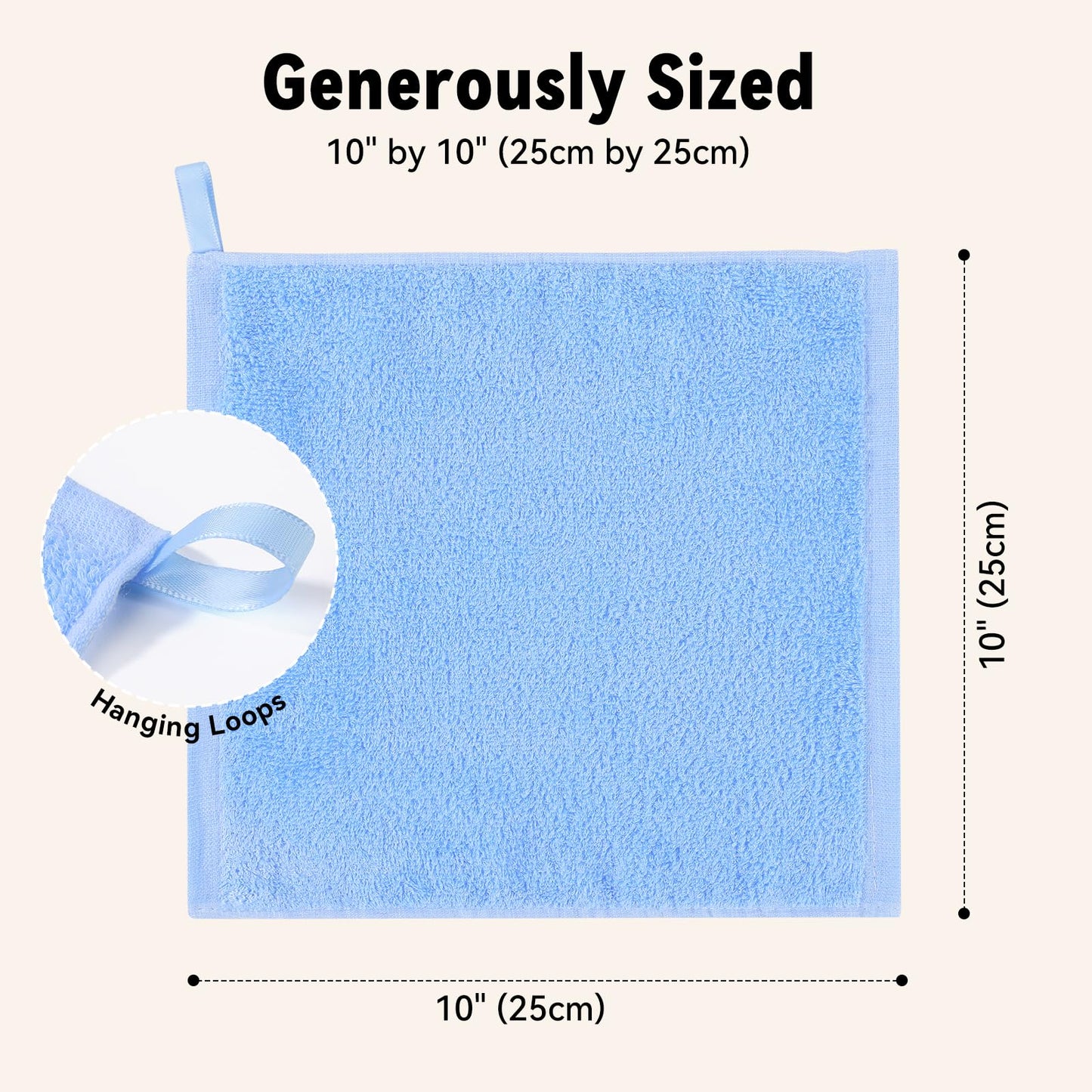 Yoofoss Luxury Washcloths Towel Set 10 Pack Baby Wash Cloth for Bathroom-Hotel-Spa-Kitchen Multi-Purpose Fingertip Towels & Face Cloths