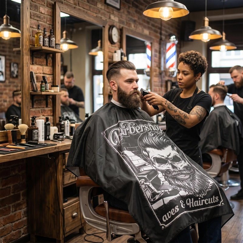 Barber Cape, Professional Hair Cutting Cape, Haircut Capes For Adults, Oilproof Anti-static Cutting Hair Beard Hairdressing Salon Cape, No Sticking to Hair, Easy to Clean