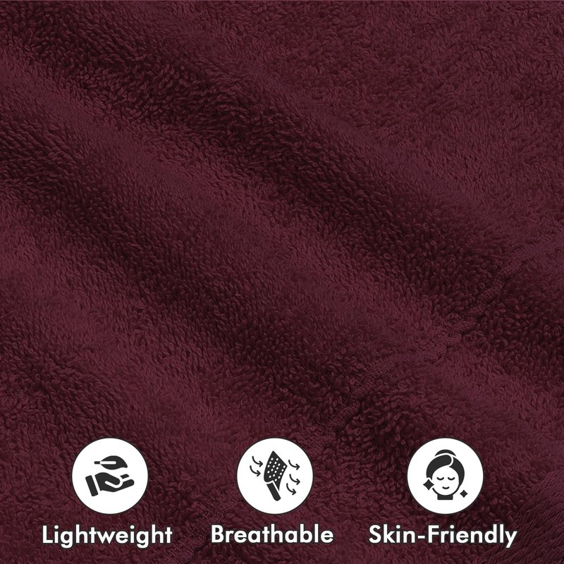 Novo Home Face Towels Pack of 12 – 100% Cotton Wash Cloths (12x12 inch) – Soft, Quick Dry & Highly Absorbent Hand Towels for Bathroom, Spa, Gym, Kitchen and for Daily Use - (Burgundy)