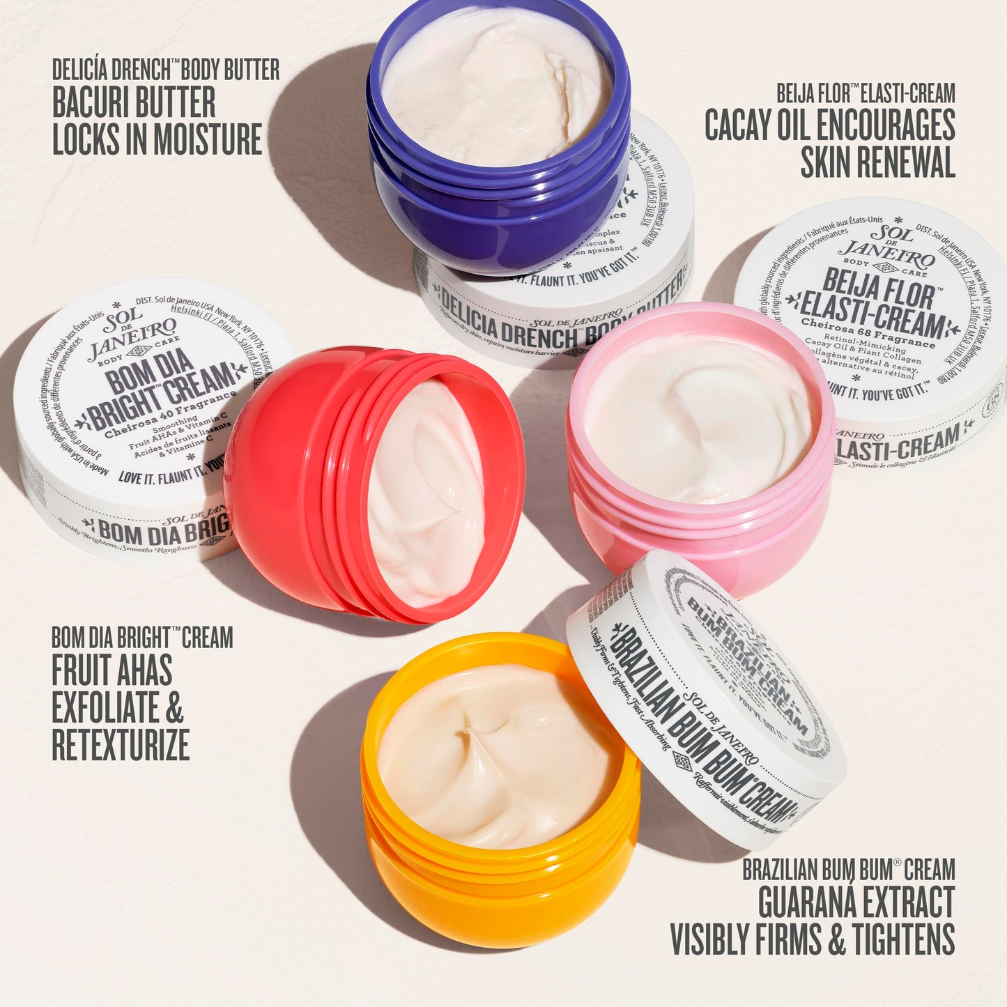 Sol de Janeiro Body Boldly Body Cream Discovery Set | Trial Size Beauty Minis | Gift Set | Set of 4 - 25mL | Amazon Exclusive
