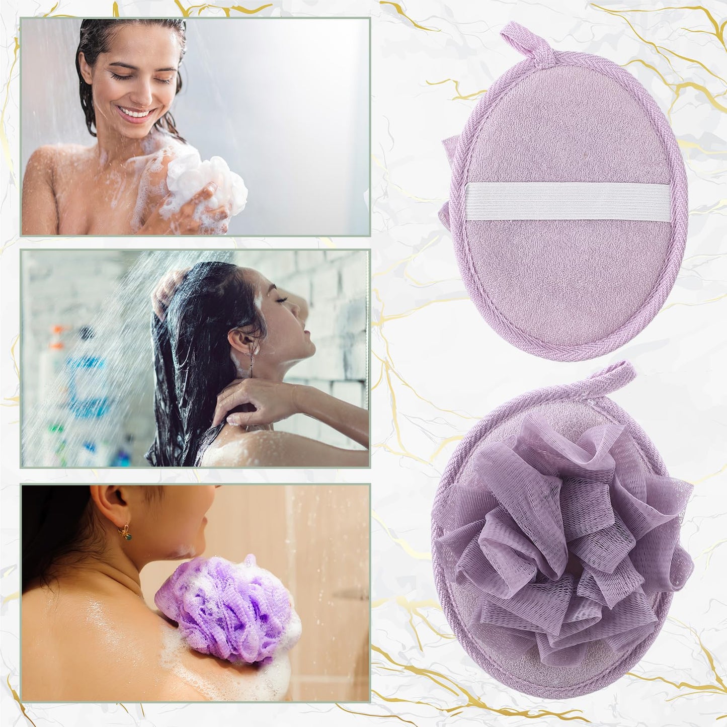 LemonRoad 6 Pcs Bath Shower Pouf Sponge Loofahs 2 in 1 Bath Loofah with Soap Pocket Sponge Drawstring, Exfoliating Mesh Shower Puff Ball for Body Scrubber Wash Cleansing and Smooth Skin