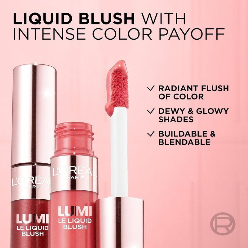 L'Oreal Paris True Match Lumi Liquid Blush - Intense Glowy Formula in Medium, 0.33 Fl Oz