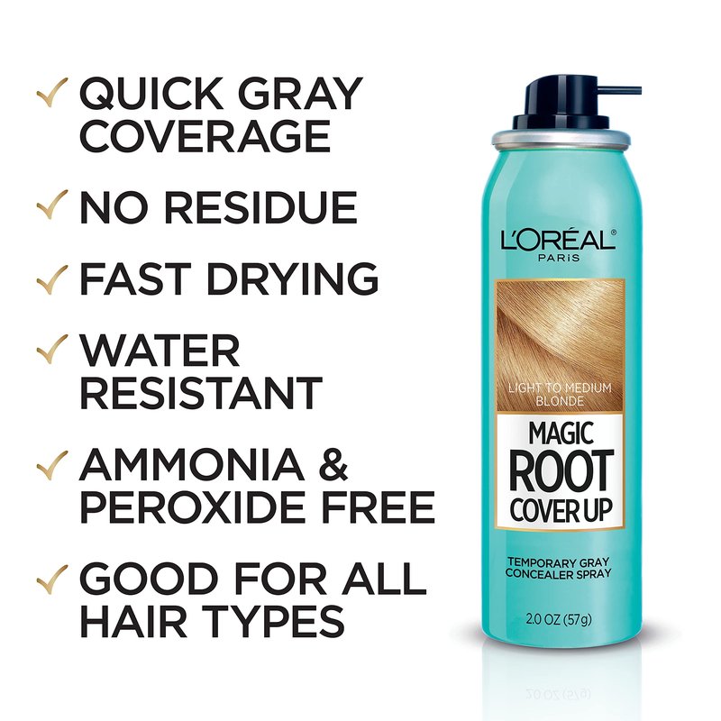 L'Oreal Paris Magic Root Cover Up Gray Concealer Spray Light to Medium Blonde and Dark Blonde 2 oz. Bundle