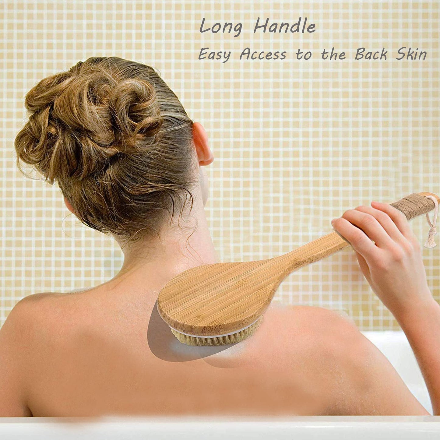 TEMEAYE Dry Brushing Body Brush Sets Wooden Handle Combined with Medium Strength Natural Bristles Gentle Exfoliator Remove Cellulite Lymphatic Drainage Makes the Skin of the Entire Body Softer