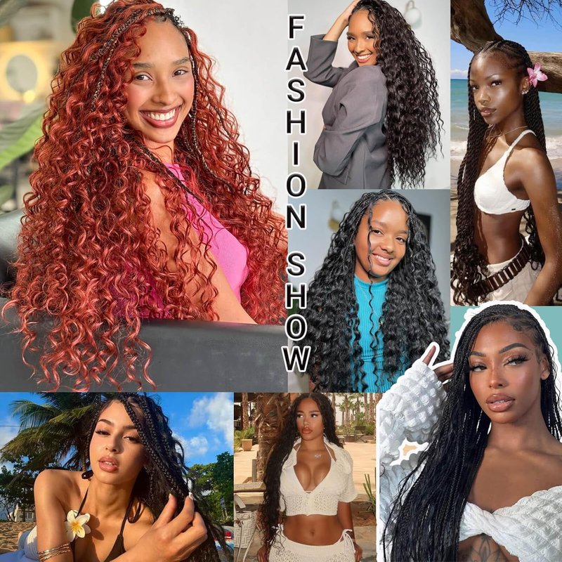 Skiennix 26-Inch Human Braiding Hair - 120g 12A Deep Wave Bulk Curly Bundles for Knotless Boho Braids | Natural Color, 3 Bundles/Pack