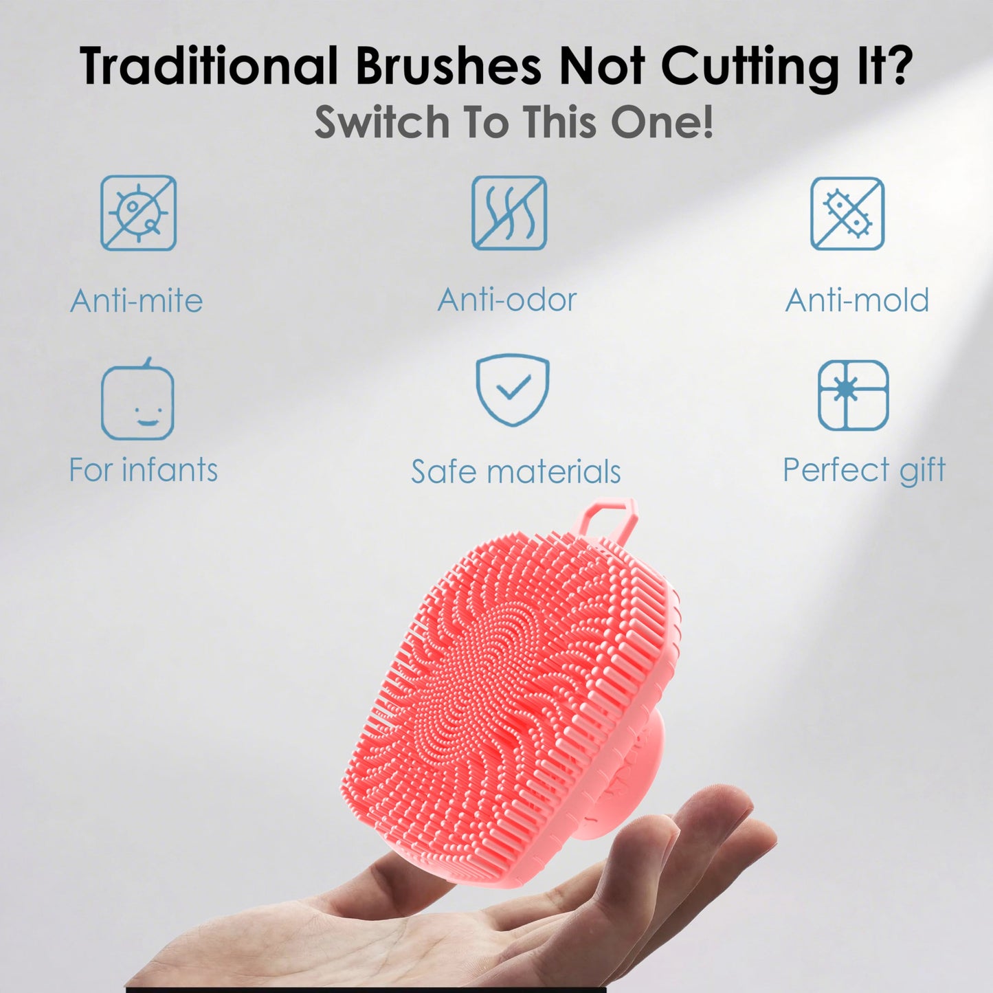 RamPula Face Scrubber & African Net, Silicone Exfoliating Brush for Men, Facial Cleansing Brush, Manual Waterproof Cleansing Skin Care, Blackhead Removing Pore Cleansing Massaging Face Brushes - Pink