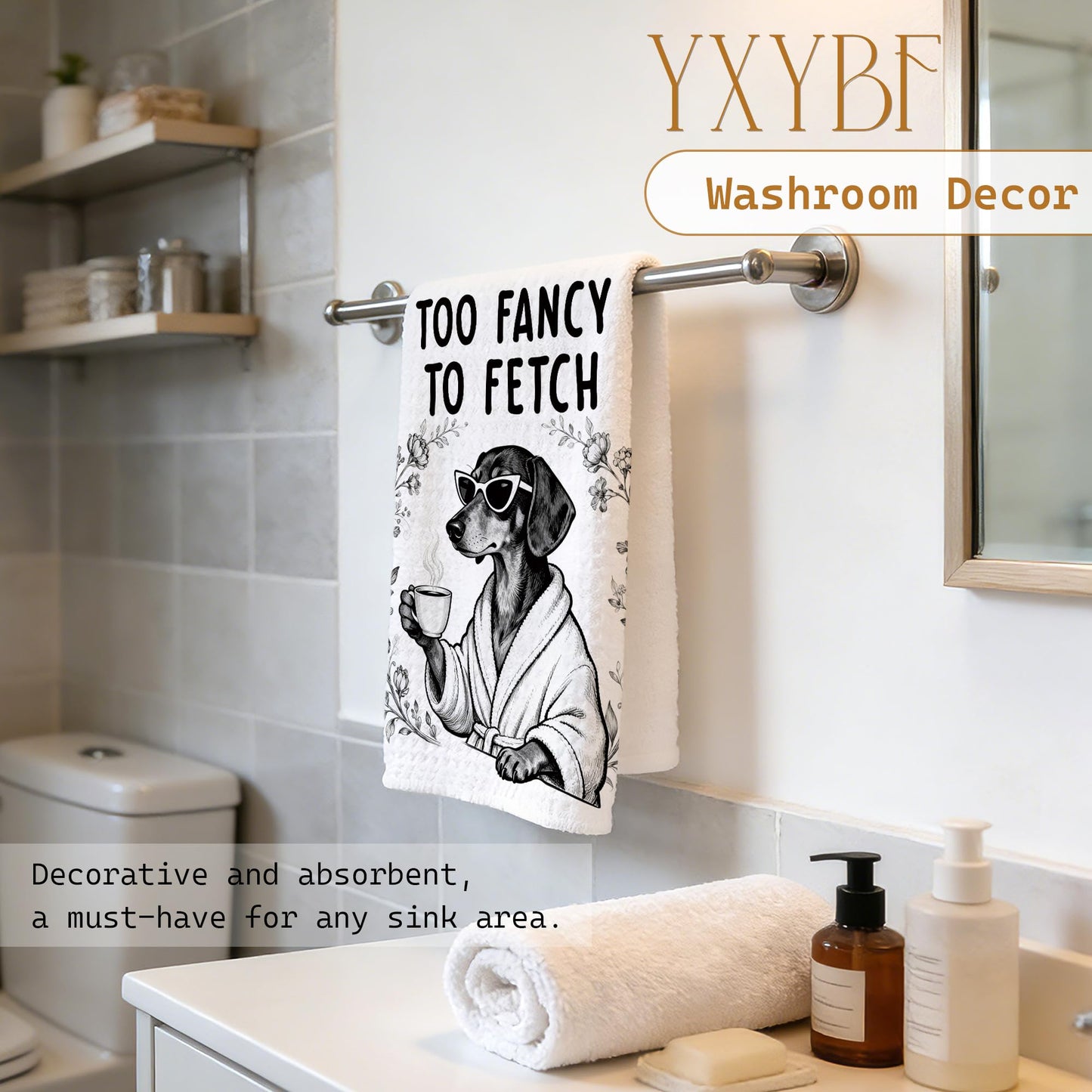 YXYBF Dachshund Gifts Hand Dish Tea Towels for Kitchen Bathroom Spa Decor 16x24 Inches, Weiner Dog Gifts for Women Men, Funny Coffee Dachshund Kitchen Towels Decorative