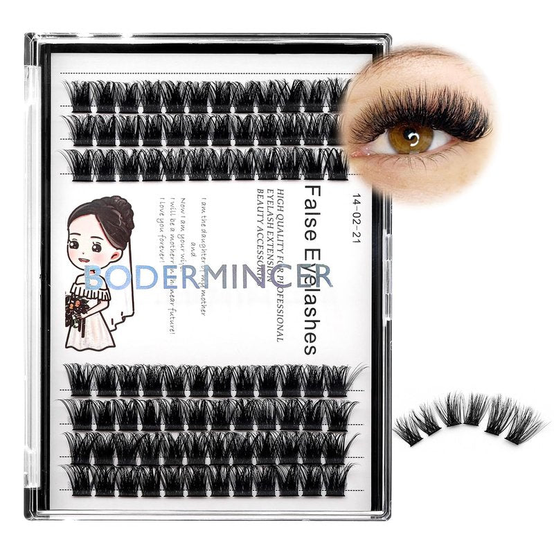 Bodermincer Black/Brown Color Natural Lash Clusters 84pcs Wispy Eyelash Clusters Eyelash Extensions D Curl Individual Lashes Natural Look Lashes with Thin Lash Band (10MM)
