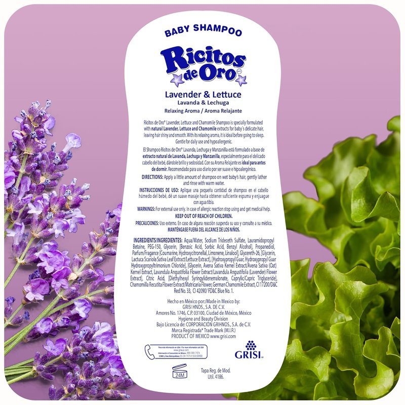 Ricitos de Oro Lavender Baby Shampoo - Nourishing & Gentle Tear-Free Formula, 8.45 oz, 3-Pack